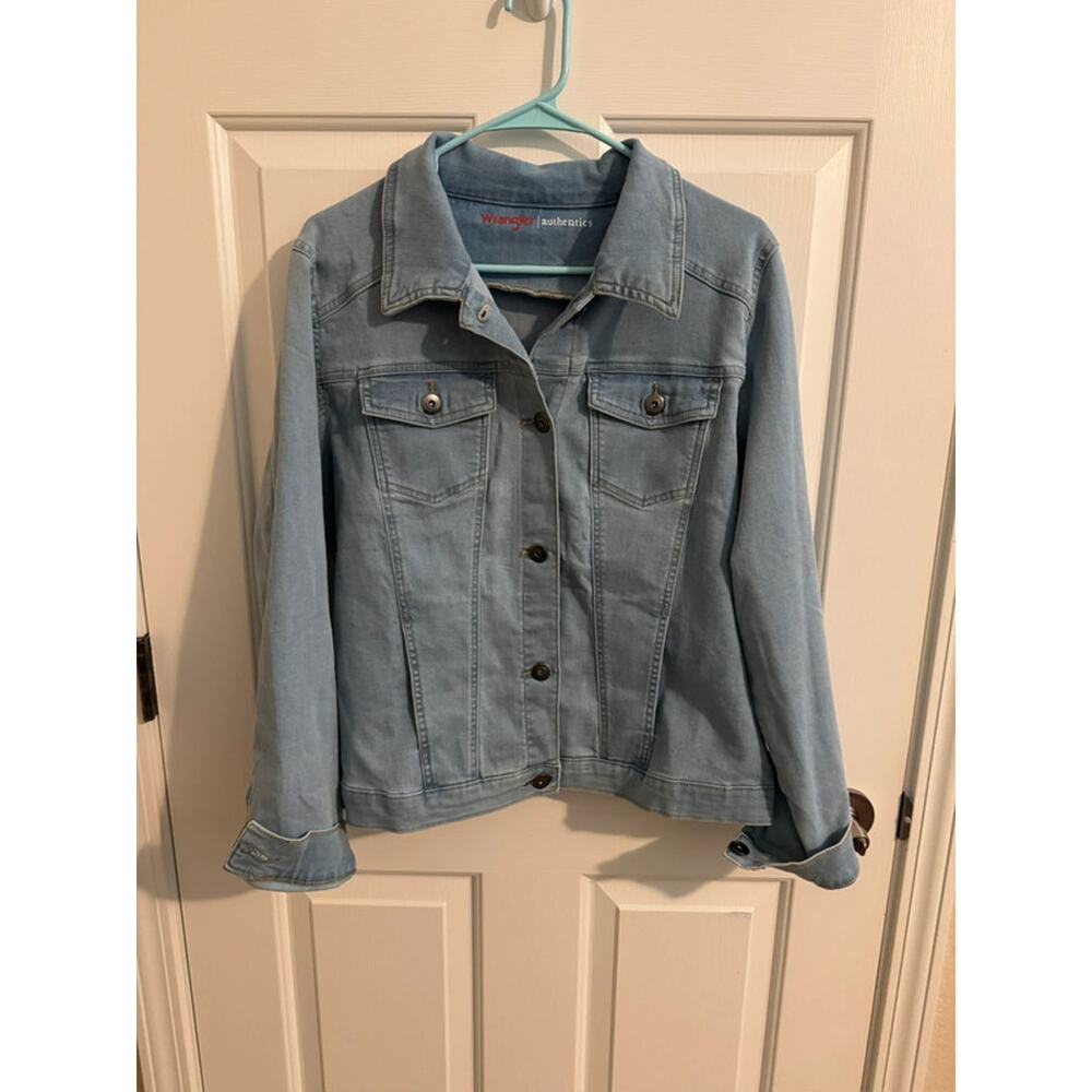 Wranglers Womens New LWJ371D Premium Denim Jacket Button Flap Light Denim XL